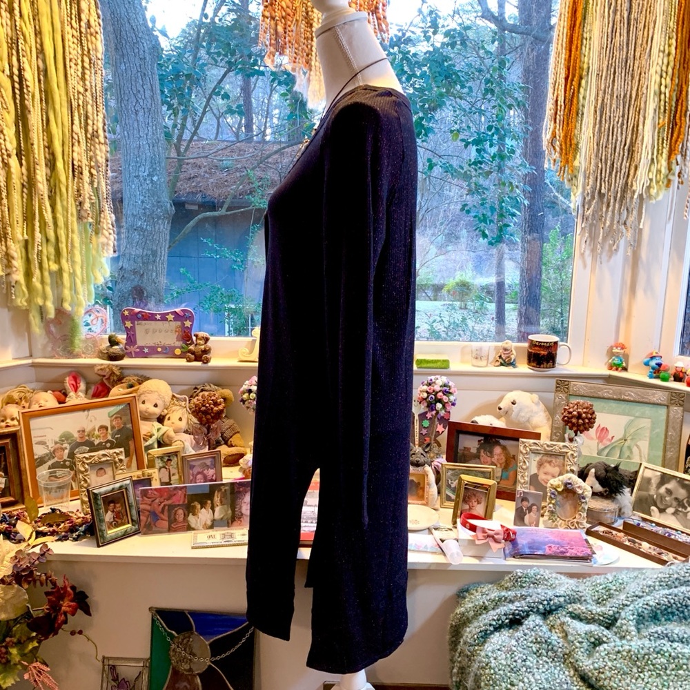 Free People Sparkly Cardigan Duster in Navy - Picture 6 of 8